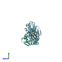 PDB entry 2nrx coloured by chain, side view.