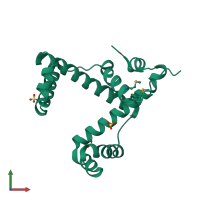 PDB entry 2nsa coloured by chain, front view.