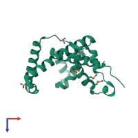 PDB entry 2nsa coloured by chain, top view.
