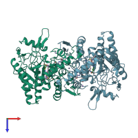 PDB entry 2nse coloured by chain, top view.