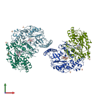 PDB entry 2nsi coloured by chain, front view.