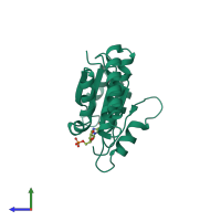 PDB entry 2nsl coloured by chain, side view.