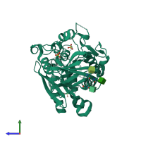PDB entry 2nsm coloured by chain, side view.