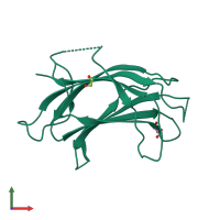 PDB entry 2nsq coloured by chain, front view.