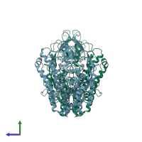 PDB entry 2nsu coloured by chain, side view.