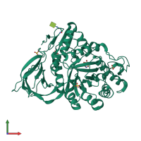 Monomeric assembly 4 of PDB entry 2nsx coloured by chemically distinct molecules, front view.