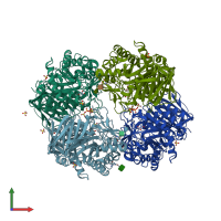 PDB entry 2nsx coloured by chain, front view.