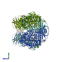 PDB entry 2nsx coloured by chain, side view.