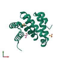 PDB entry 2nsz coloured by chain, front view.