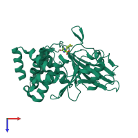 PDB entry 2nta coloured by chain, top view.