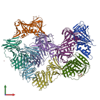 PDB entry 2nti coloured by chain, front view.