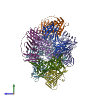 PDB entry 2nti coloured by chain, side view.