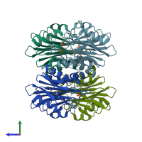PDB entry 2ntk coloured by chain, side view.