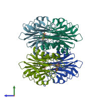 PDB entry 2ntl coloured by chain, side view.