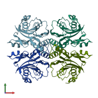 PDB entry 2ntm coloured by chain, front view.