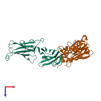 PDB entry 2nts coloured by chain, top view.