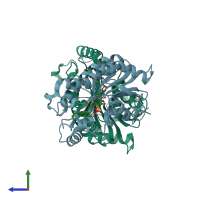 PDB entry 2ntv coloured by chain, side view.