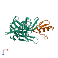 PDB entry 2nu3 coloured by chain, top view.
