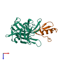 PDB entry 2nu4 coloured by chain, top view.