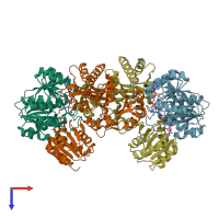PDB entry 2nu6 coloured by chain, top view.