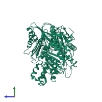 PDB entry 2nub coloured by chain, side view.