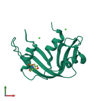 PDB entry 2nui coloured by chain, front view.