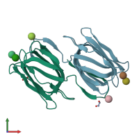 PDB entry 2nuo coloured by chain, front view.