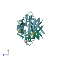 PDB entry 2nuo coloured by chain, side view.