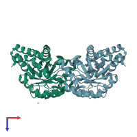 PDB entry 2nuw coloured by chain, top view.