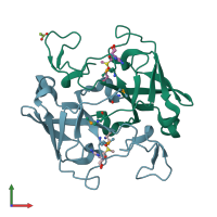 PDB entry 2nv4 coloured by chain, front view.