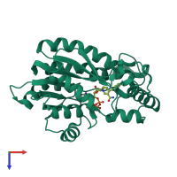 PDB entry 2nv6 coloured by chain, top view.