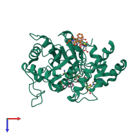 PDB entry 2nvd coloured by chain, top view.