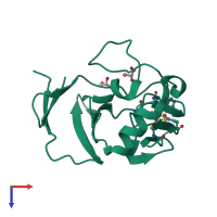 PDB entry 2nve coloured by chain, top view.