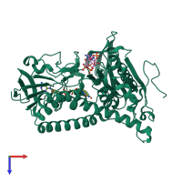 PDB entry 2nvk coloured by chain, top view.