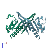 PDB entry 2nvm coloured by chain, top view.