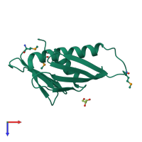 PDB entry 2nvn coloured by chain, top view.