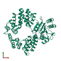PDB entry 2nvo coloured by chain, front view.