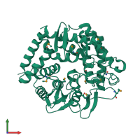 PDB entry 2nvp coloured by chain, front view.