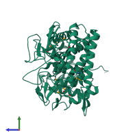 PDB entry 2nvp coloured by chain, side view.