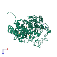 PDB entry 2nvp coloured by chain, top view.