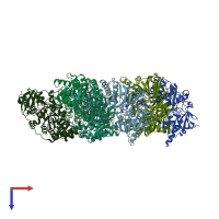 PDB entry 2nvv coloured by chain, top view.