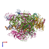 PDB entry 2nvz coloured by chain, top view.