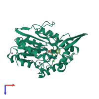 PDB entry 2nw6 coloured by chain, top view.