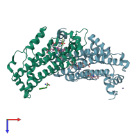 PDB entry 2nw8 coloured by chain, top view.