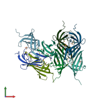 PDB entry 2nwa coloured by chain, front view.