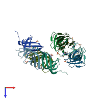 PDB entry 2nwa coloured by chain, top view.