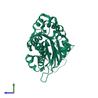 PDB entry 2nwh coloured by chain, side view.