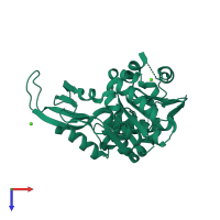PDB entry 2nwh coloured by chain, top view.