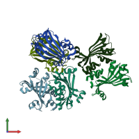 PDB entry 2nwi coloured by chain, front view.