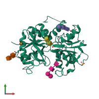 PDB entry 2nwj coloured by chain, front view.